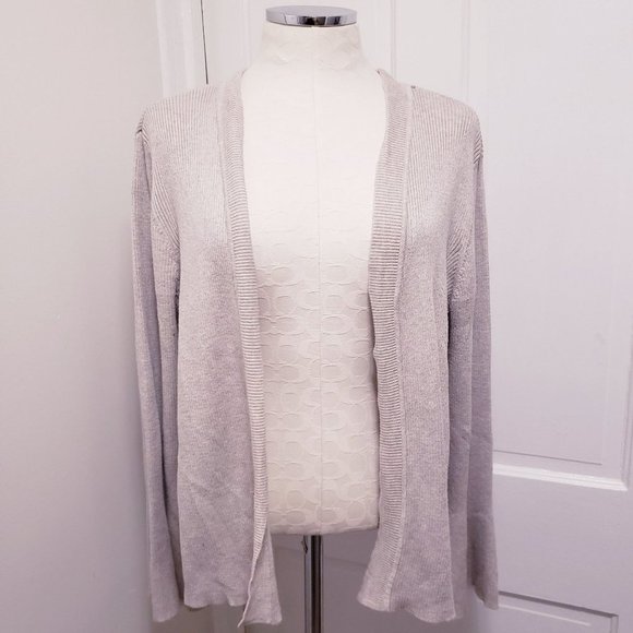 89th & Madison Beige Gray Open Cardigan Women's Size Medium‎ - Picture 1 of 5